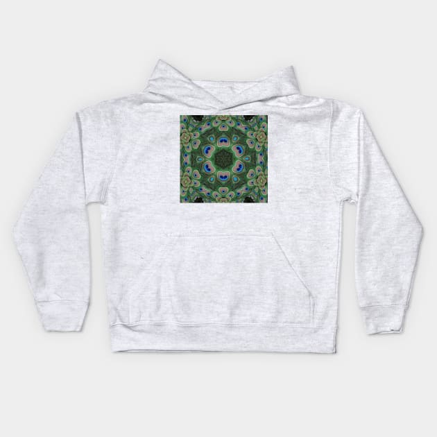 Javan Green Peafowl  kaleidoscope Kids Hoodie by Sharonzoolady